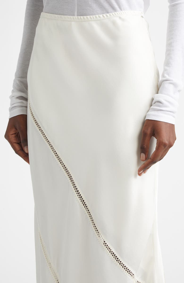 Diotima Tobago Embroidered Silk Midi Skirt, Alternate, color, Off-White