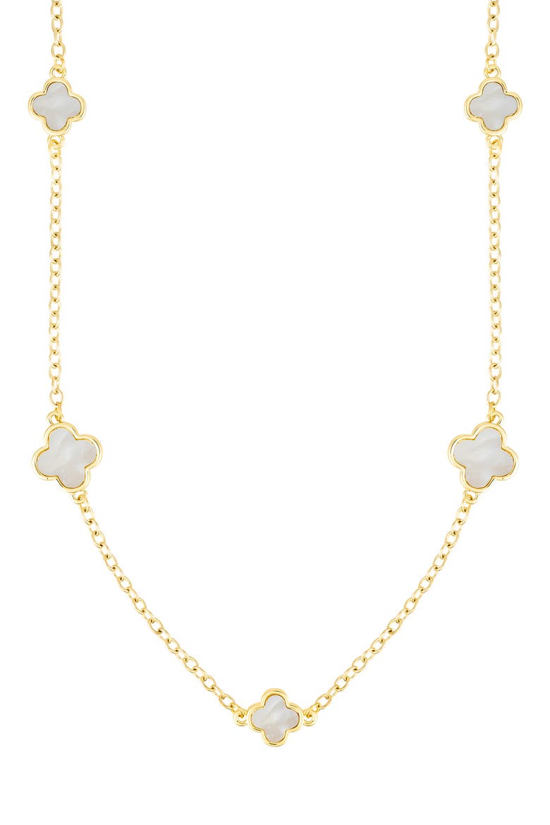 36-Inch Mother-of-Pearl Flower Station Necklace, Main, color, WHITE