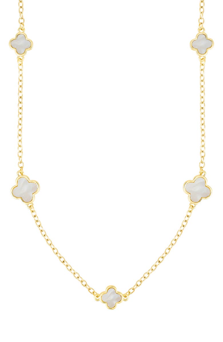 Adornia 36-Inch Mother-of-Pearl Flower Station Necklace, Main, color, White