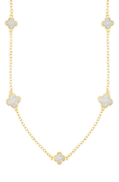 36-Inch Mother-of-Pearl Flower Station Necklace