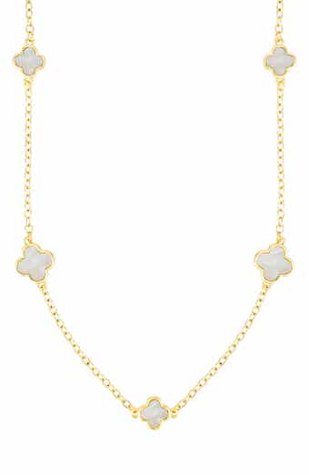 Adornia 36-Inch Mother-of-Pearl Flower Station Necklace