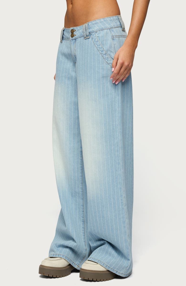 EDIKTED Cory Stripe Low Rise Wide Leg Jeans, Alternate, color, Light-Blue