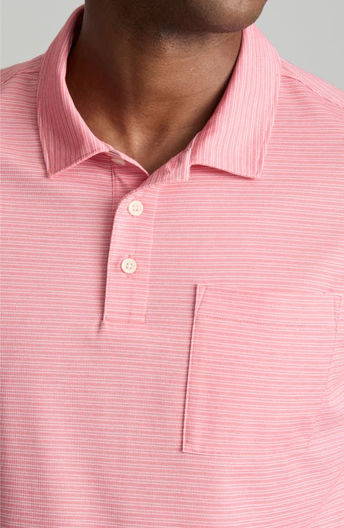 Untuckit Gilbert Stripe Pocket Piqué Performance Polo In Pink