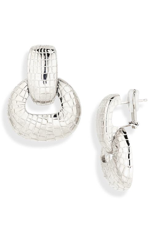Oscar De La Renta Mosaic Texture Drop Earrings In Silver