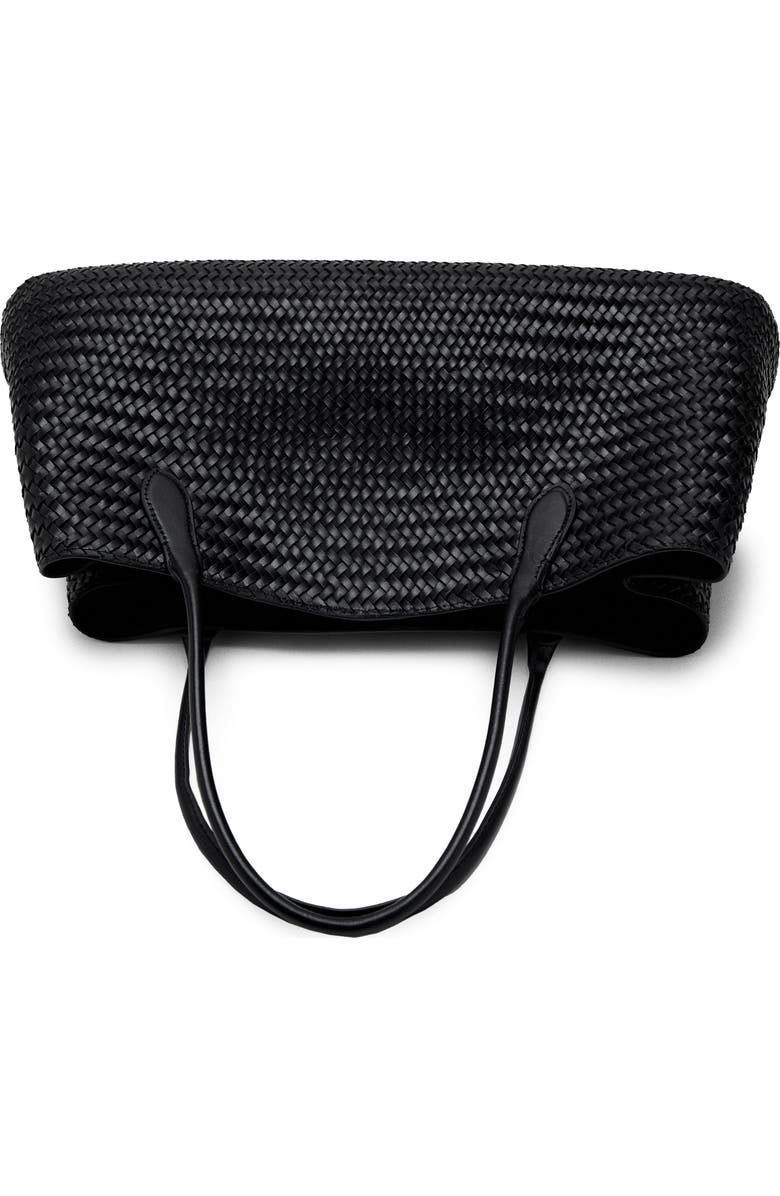 MANGO Large Braided Leather Shoulder Bag, Alternate, color, Black