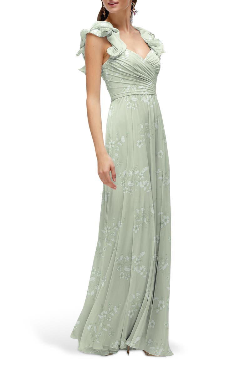 Ruffle Strap Gown, Main, color, VINTAGE PRIMROSE SAGE