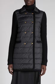 Moncler Double Breasted Knit 
Quilted Down Longline Cardigan