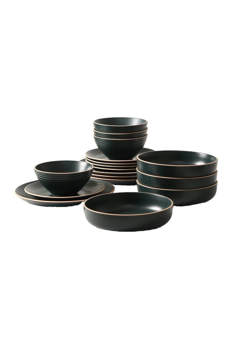 Lauren Stoneware 16-Piece Dinnerware Set, Alternate, color, Dark Green