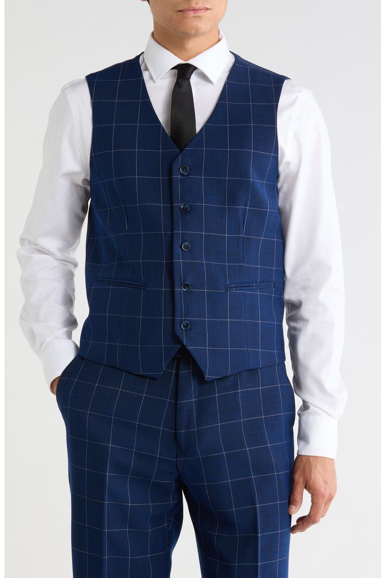 Windowpane 3-Piece Suit, Alternate, color, BLUE