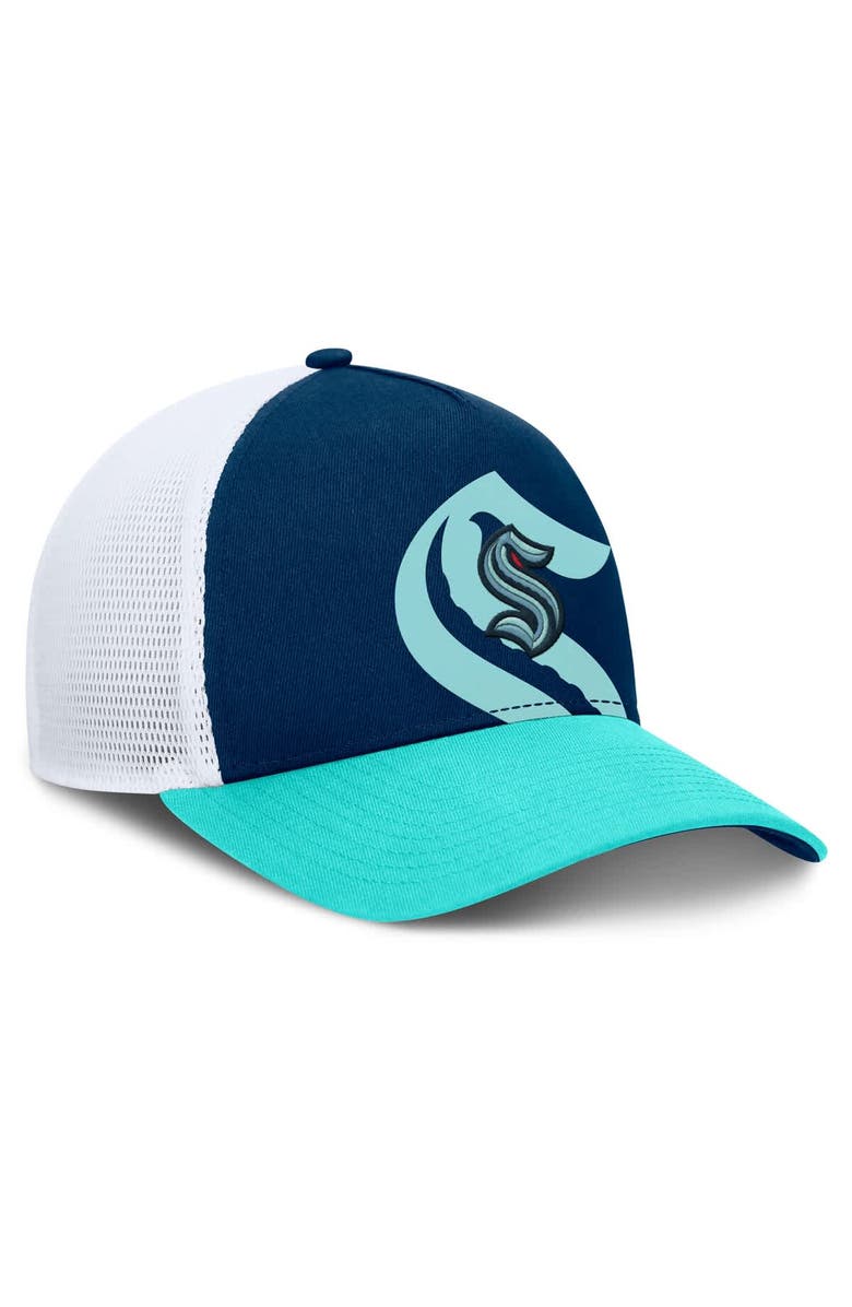 FANATICS Men's Fanatics Deep Sea Blue/Light Blue Seattle Kraken Authentic Pro A-Frame Rink Adjustable Hat, Alternate, color, Navy