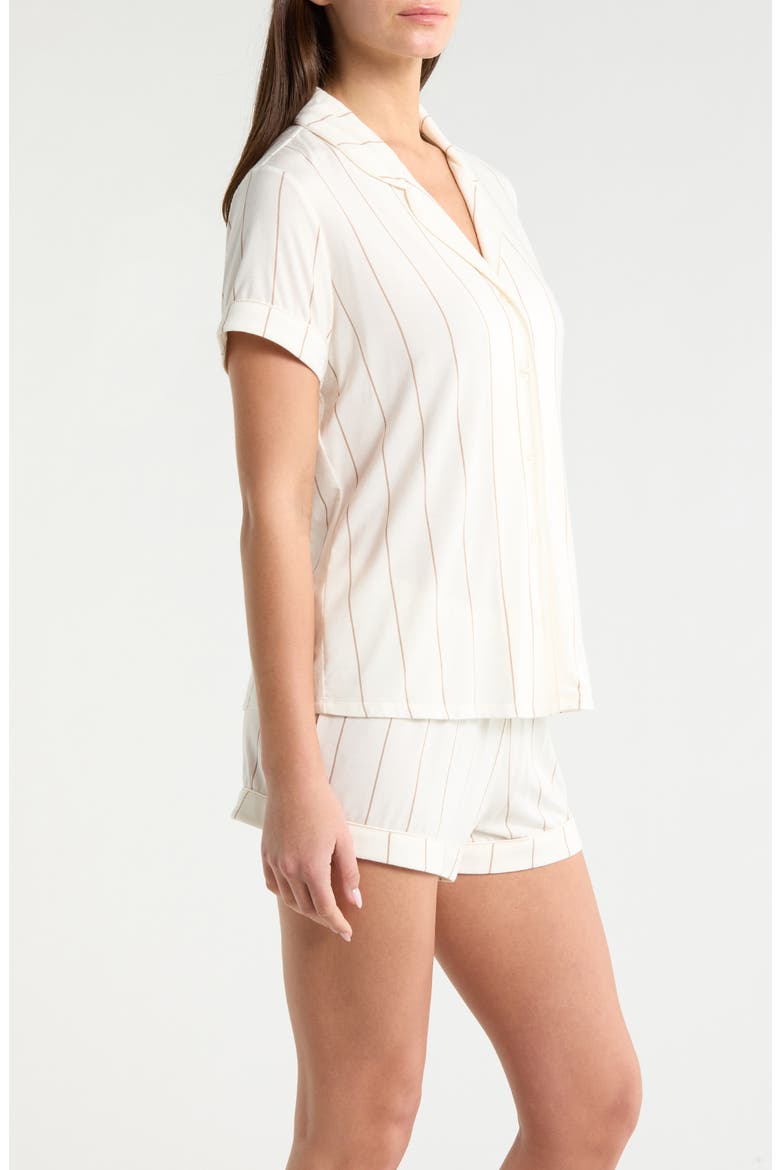 Moonlight Eco Short Pajamas, Alternate, color, IVORY- TAN CALM PINSTRIPE
