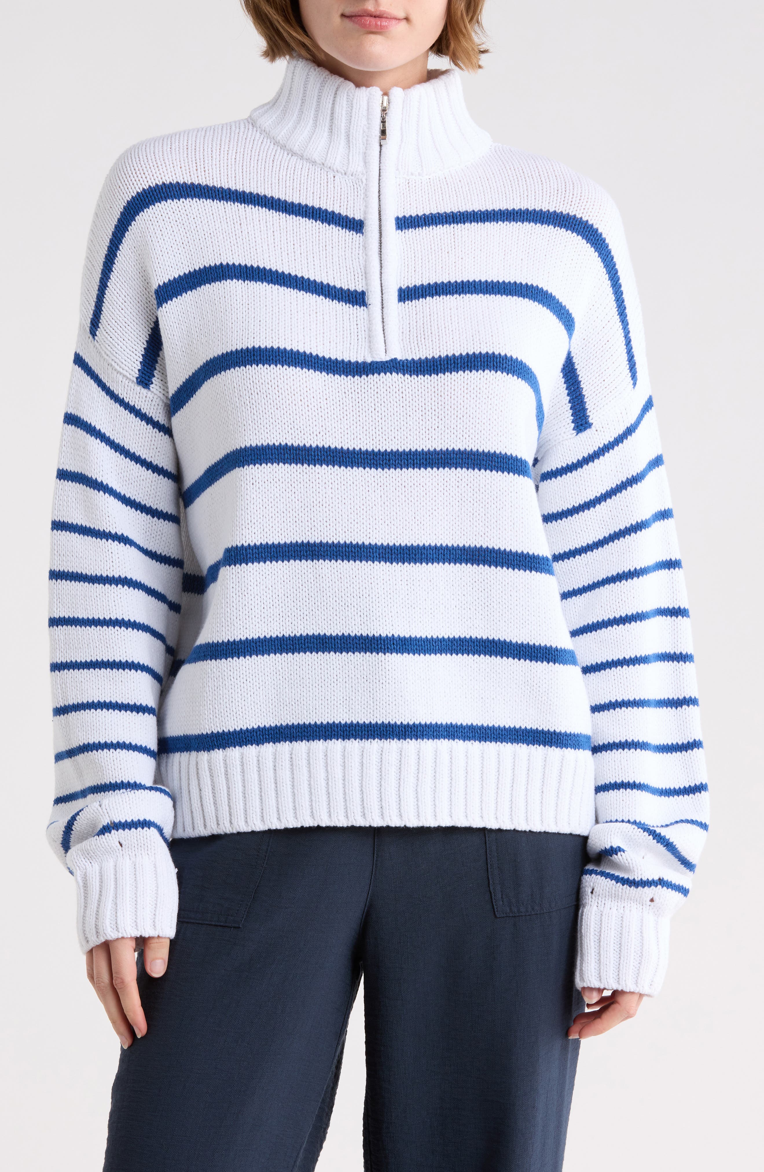 Cotton Blend Quarter Zip Sweater - image 3