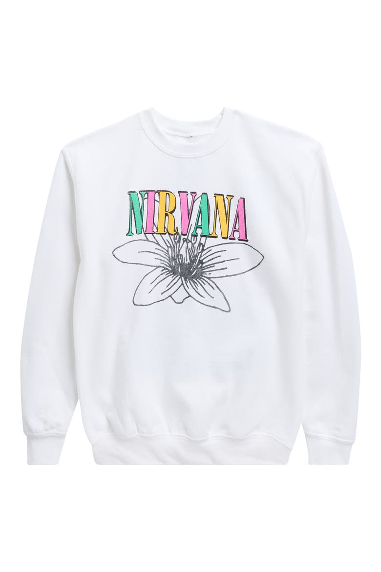 Kids' Nirvana Lotus Cotton Graphic Sweatshirt, Main, color, WHITE