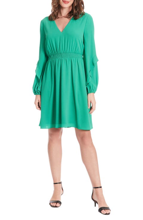 V-Neck Long Sleeve Minidress