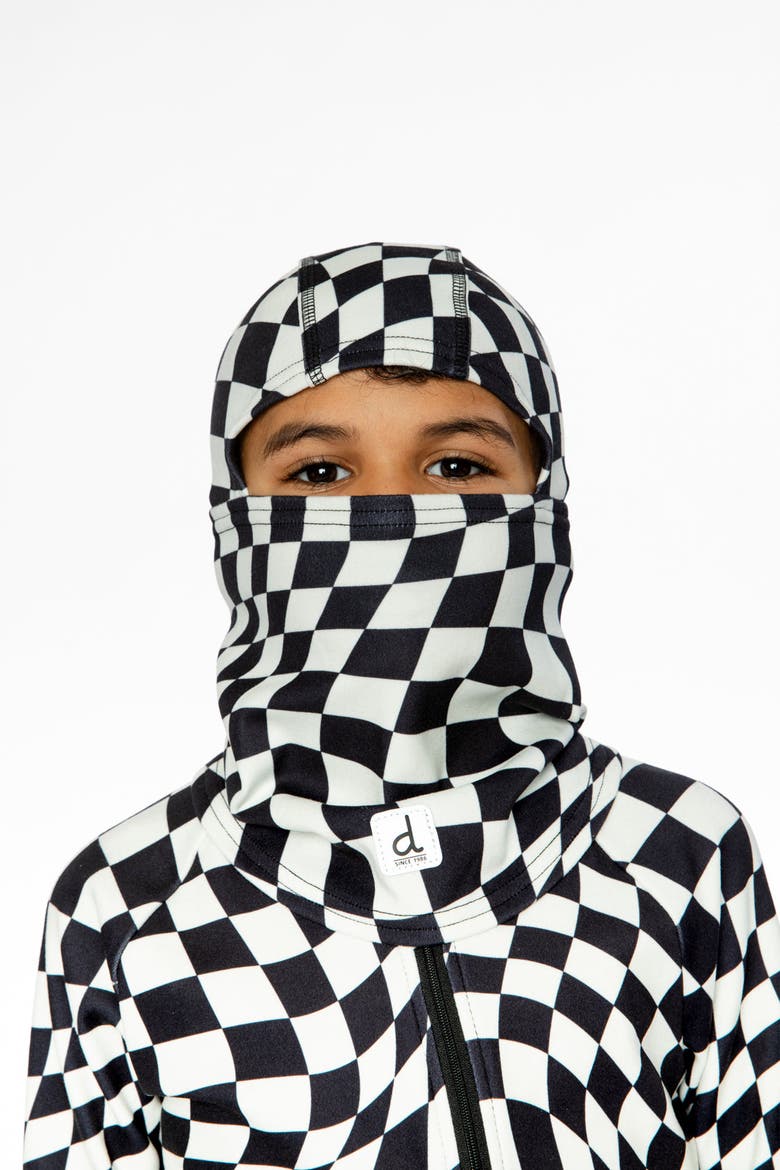 Checkered Brushed Jersey Reflective Full-Coverage Balaclava, Alternate, color, White Checkered Print