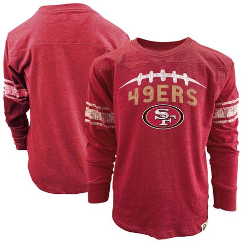 Youth Wes & Willy Scarlet San Francisco 49ers Football Long Sleeve T-Shirt