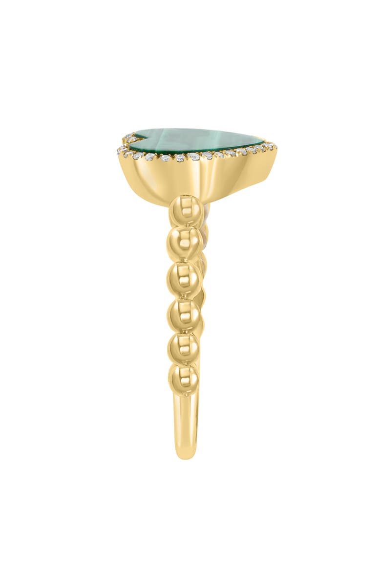 EFFY 14K Yellow Gold, Malachite & Diamond Heart Ring - 0.26 ctw, Alternate, color, 