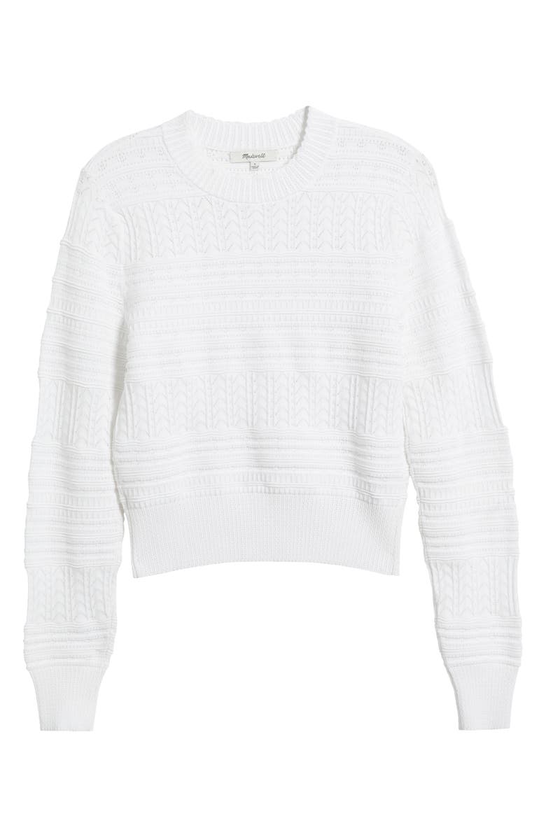 Madewell Cotton Crewneck Sweater, Alternate, color, Eyelet White