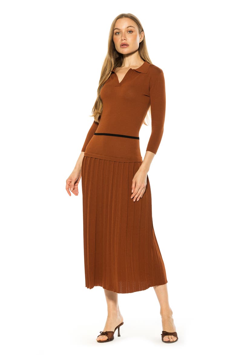 SABLE KNIT MIDI DRESS, Alternate, color, CAMEL
