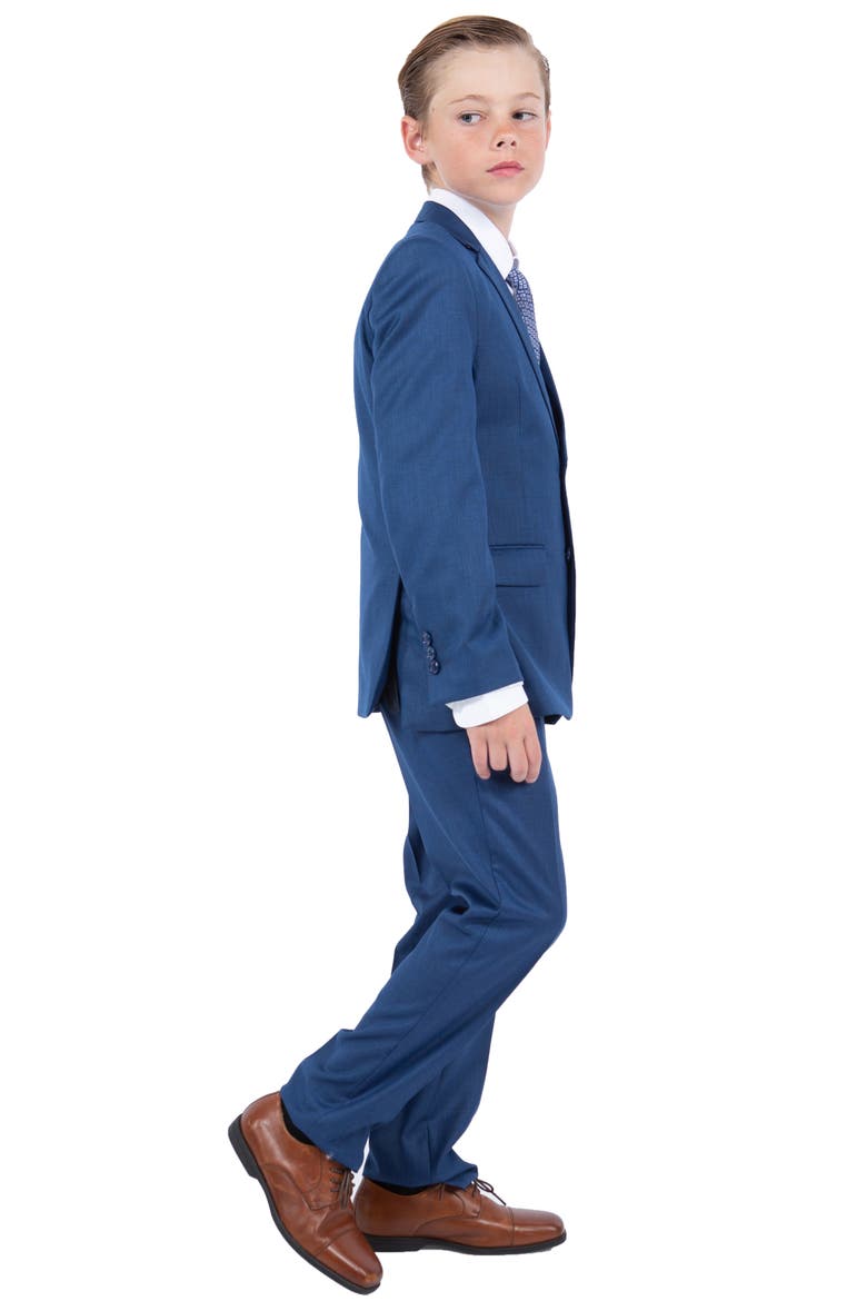 Kids' Blue Five-Piece Sharkskin Suit, Alternate, color, BLUE