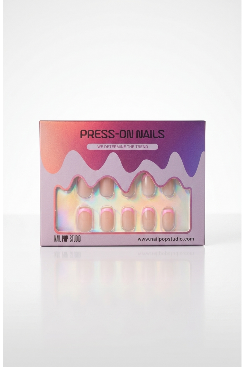 Classic French Square Press On Nails, Main, color, Classic Pink
