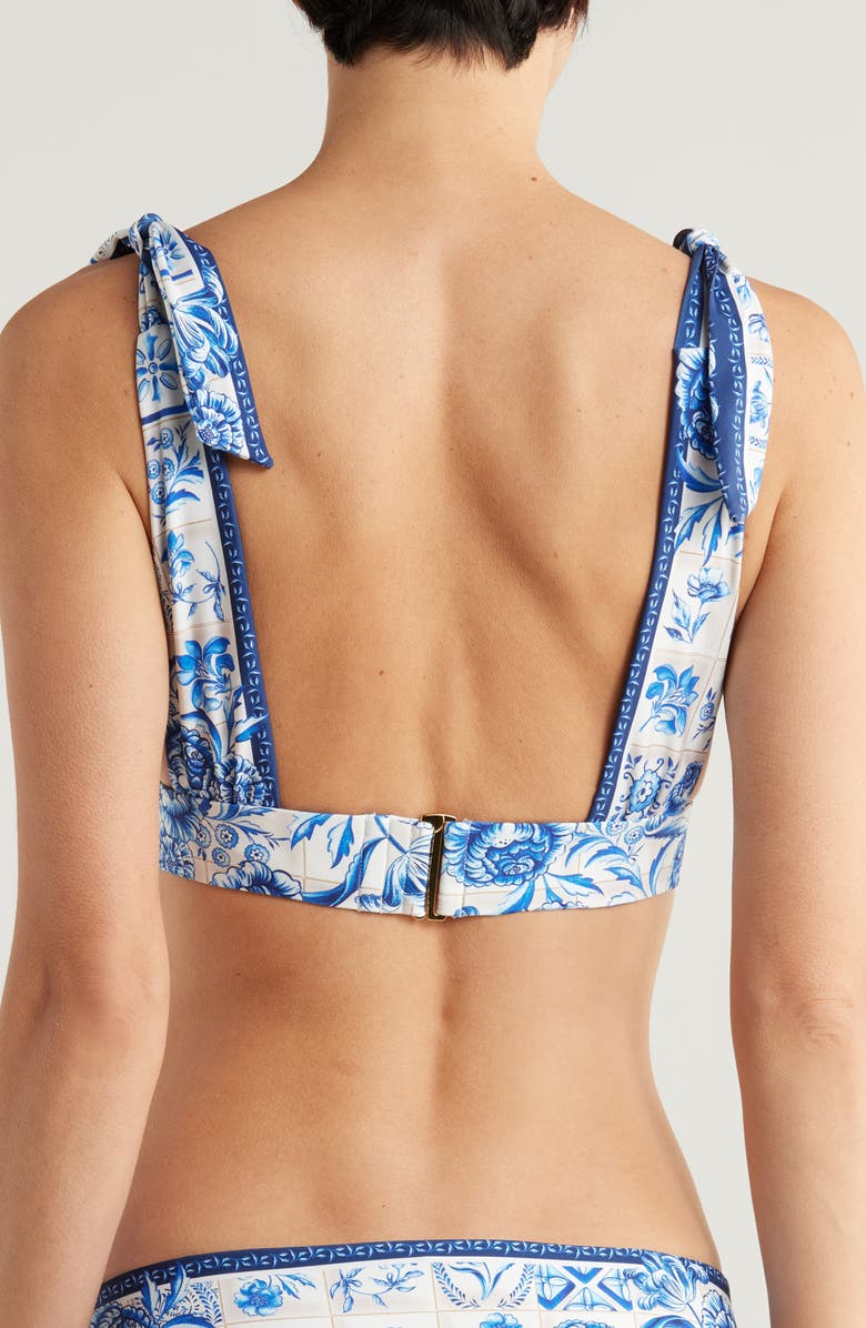 Agua Bendita Laurie Azure Tie Strap Bikini Top, Alternate, color, Blue Multicolor