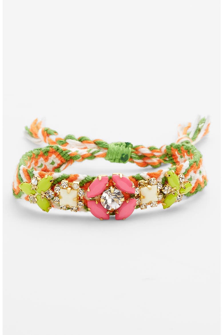 Macramé Friendship Bracelet, Main, color, GREEN/ PINK MULTI/ GOLD
