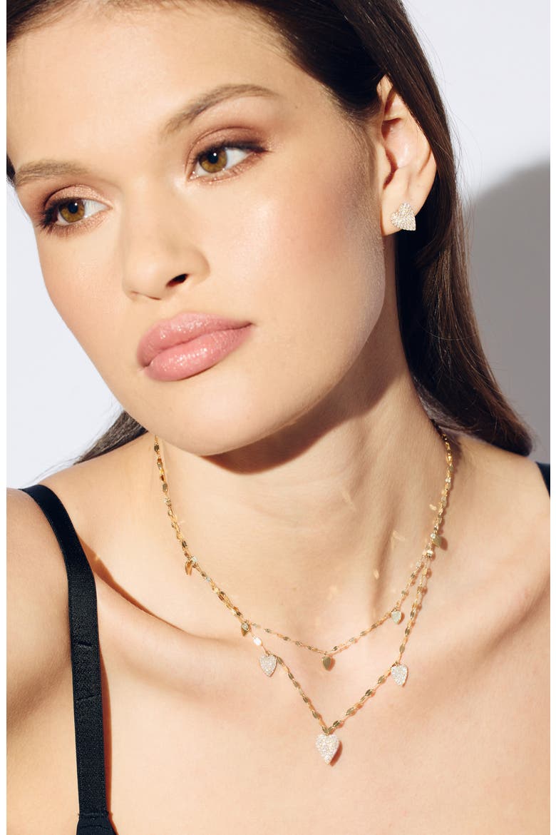 Mini Heart Charm Necklace, Alternate, color, YELLOW GOLD