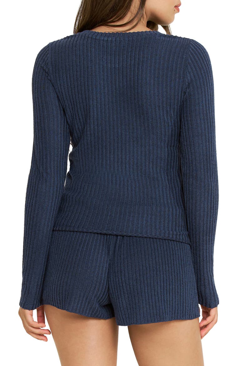 Dream Cloud Ribbed Long Sleeve Pajama Top, Alternate, color, MIDNIGHT