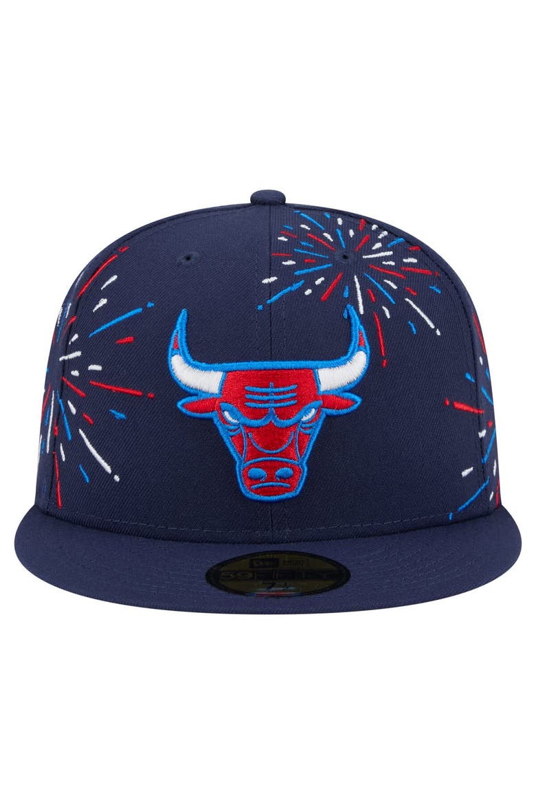 Men's New Era  Navy Chicago Bulls Americana Fireworks 59FIFTY Fitted Hat, Alternate, color, Navy