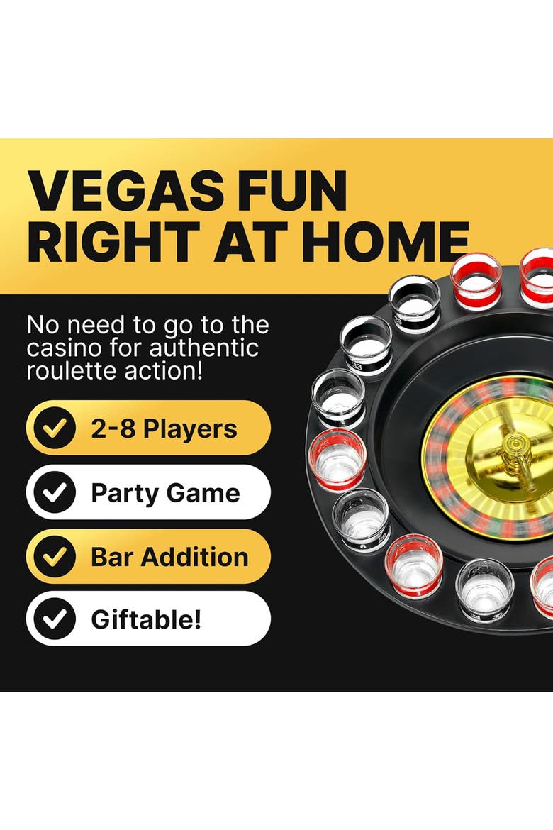 Shot Glass Roulette, Drinking Casino Party Game Set, Alternate, color, Multicolored