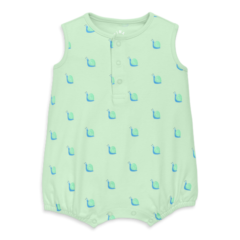 Baby Organic Henley Tank Shortie In Baby Bugs
