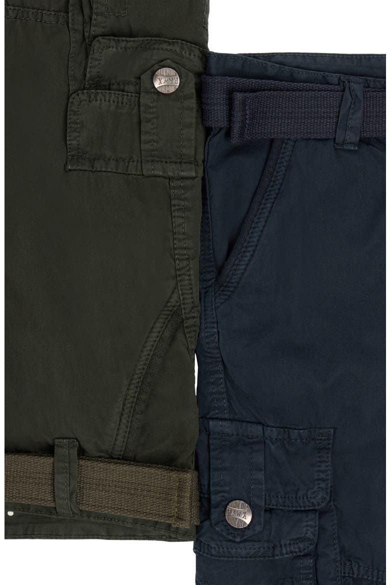 Kids' 2-Pack Belted Twill Cargo Shorts, Alternate, color, NAVY/ OLIVE