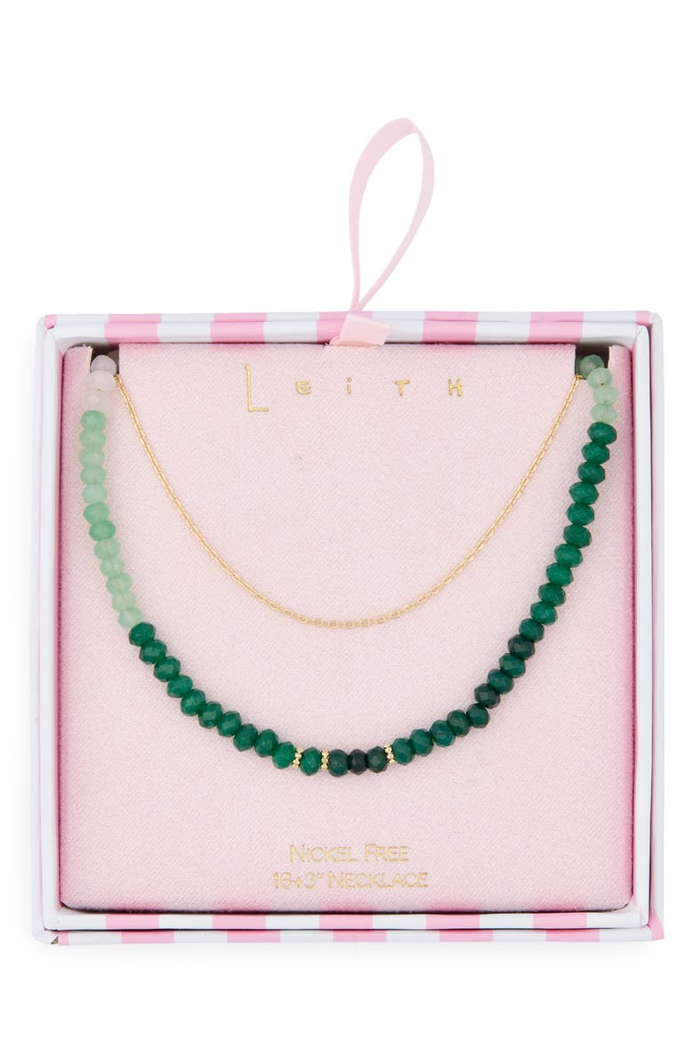 Leith Ombré Beaded Layered Necklace, Main, color, Green Multi- Gold