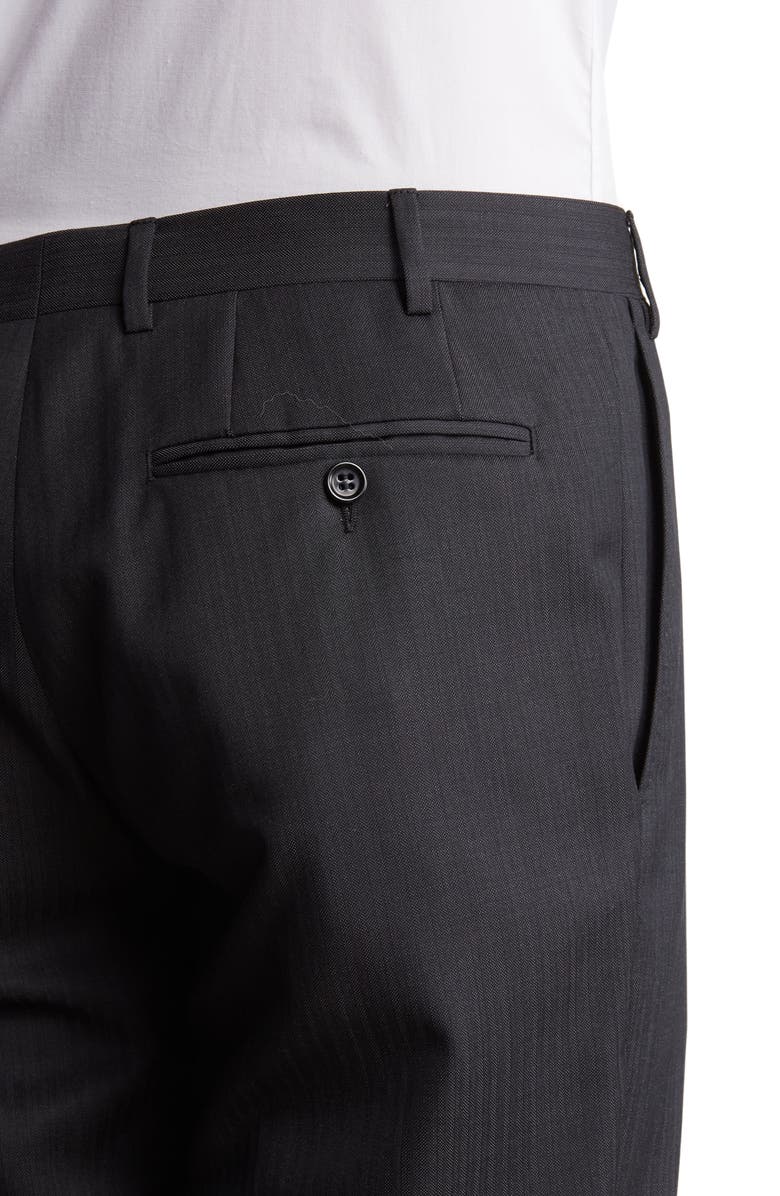 Canali Dark Grey Two-Button Notched Lapel Wool Suit, Alternate, color, 