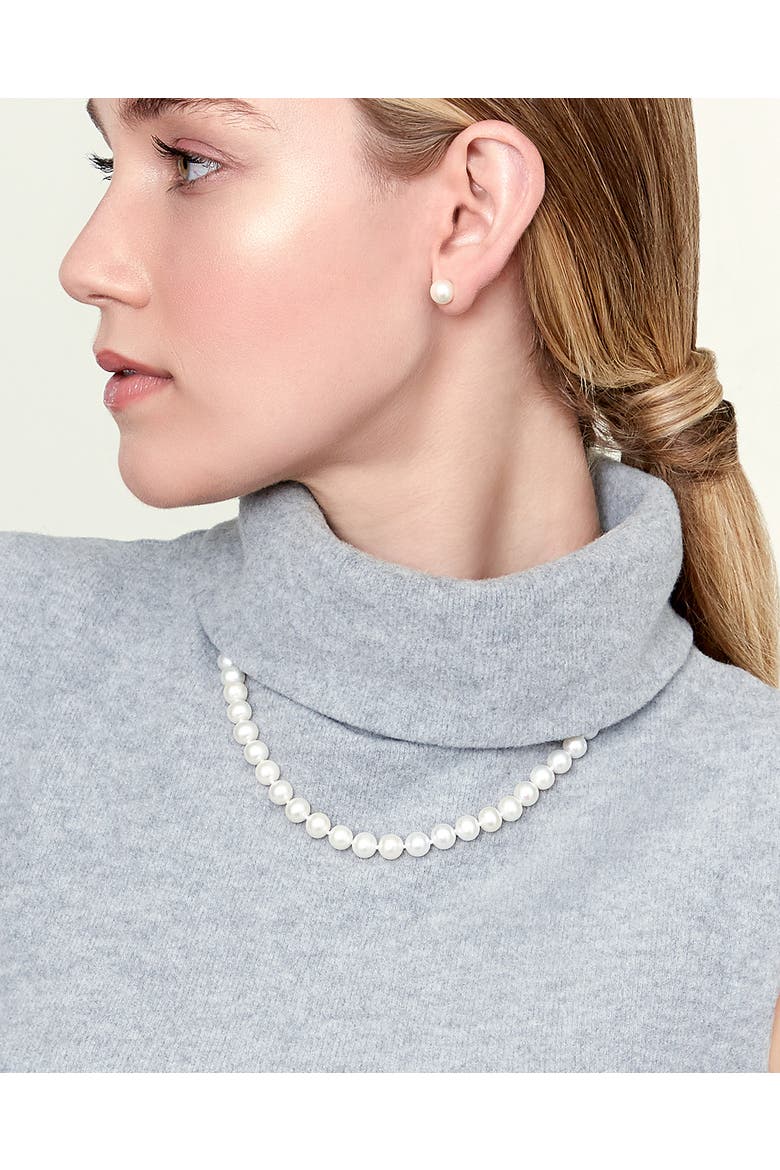 7.5-8.5mm Freshwater Pearl Necklace & Earrings, Alternate, color, White Pearls
