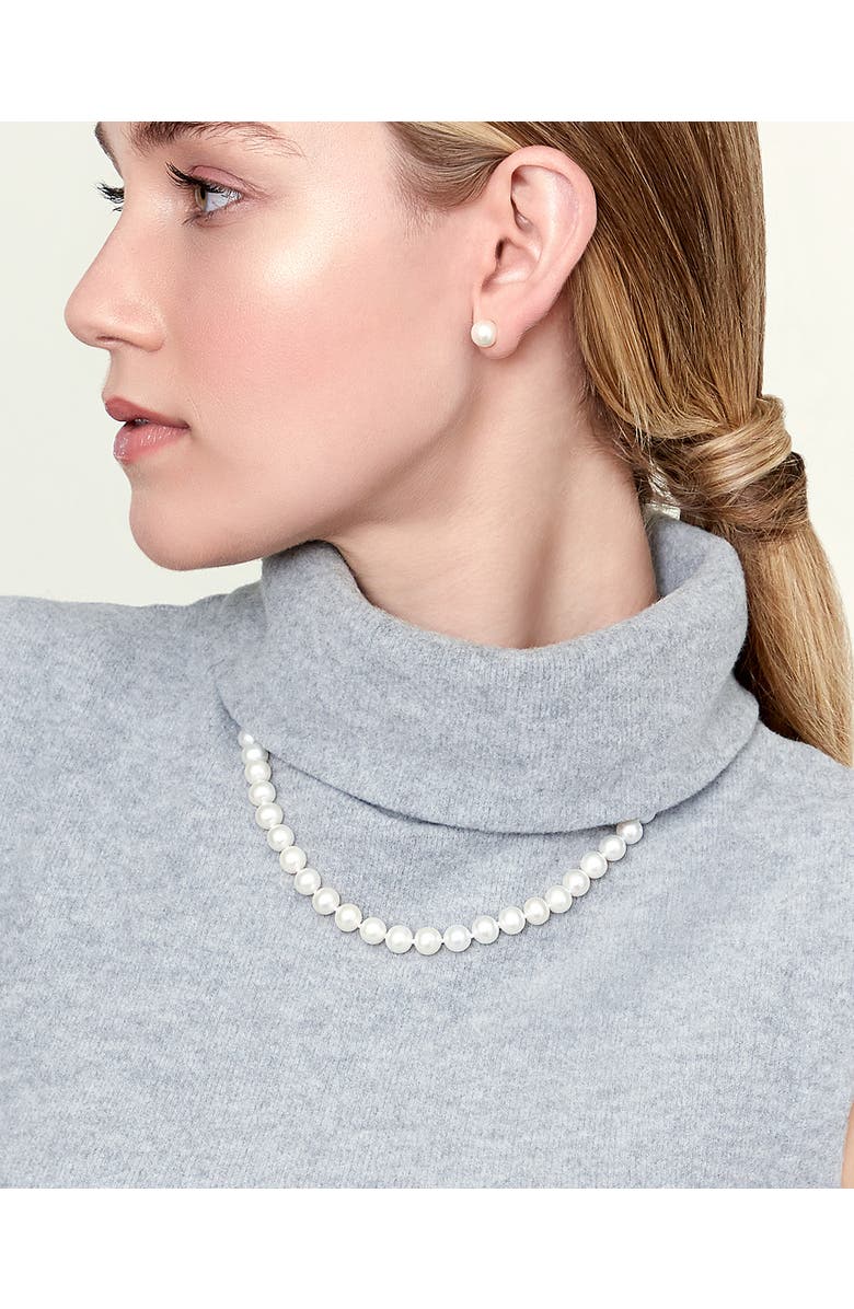 The Pearl Source 7.5-8.5mm Freshwater Pearl Necklace & Earrings, Alternate, color, White Pearl