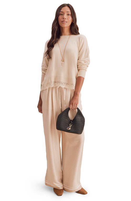 Splendid Georgie Lace Trim Pullover Sweater In Neutral