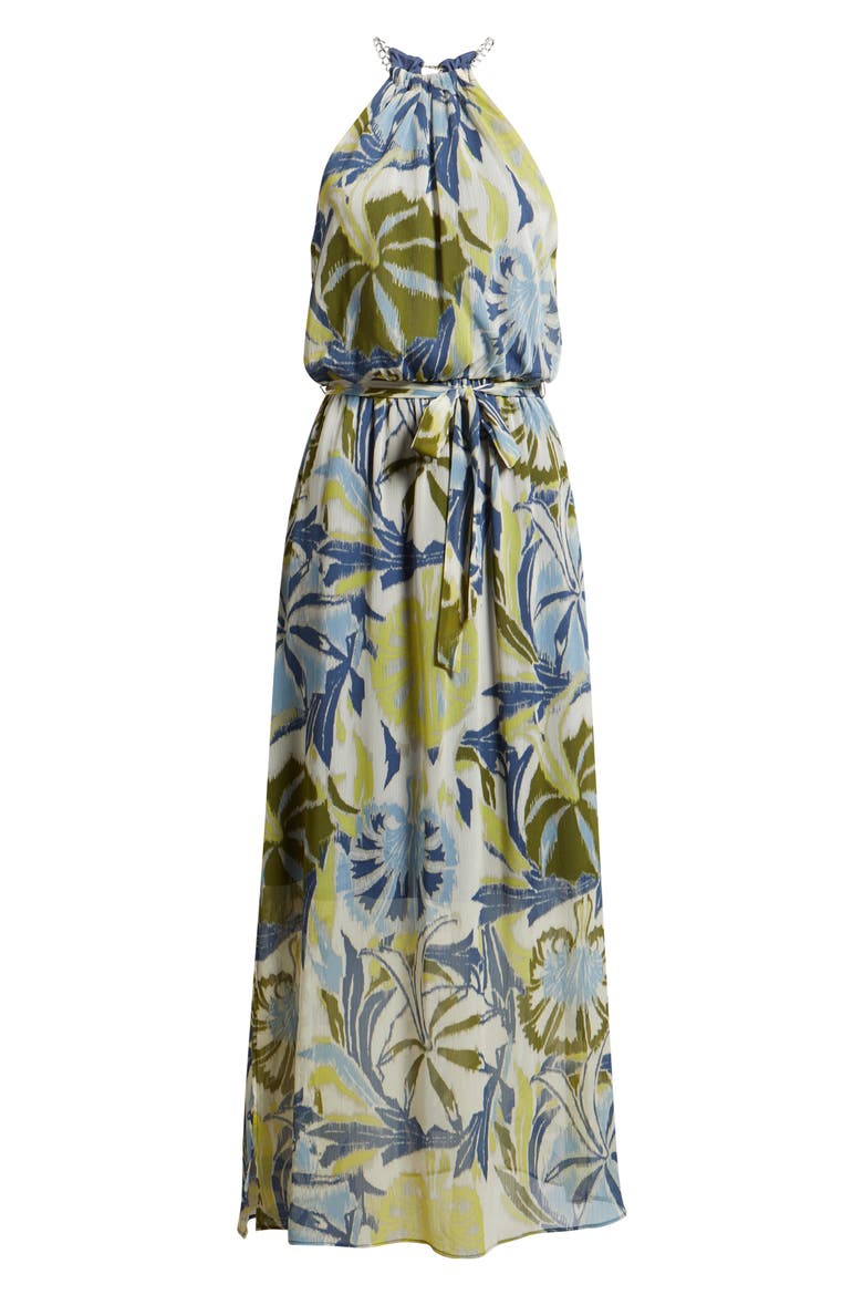Floral Chain Neck Maxi Dress, Alternate, color, CREAM MULTI