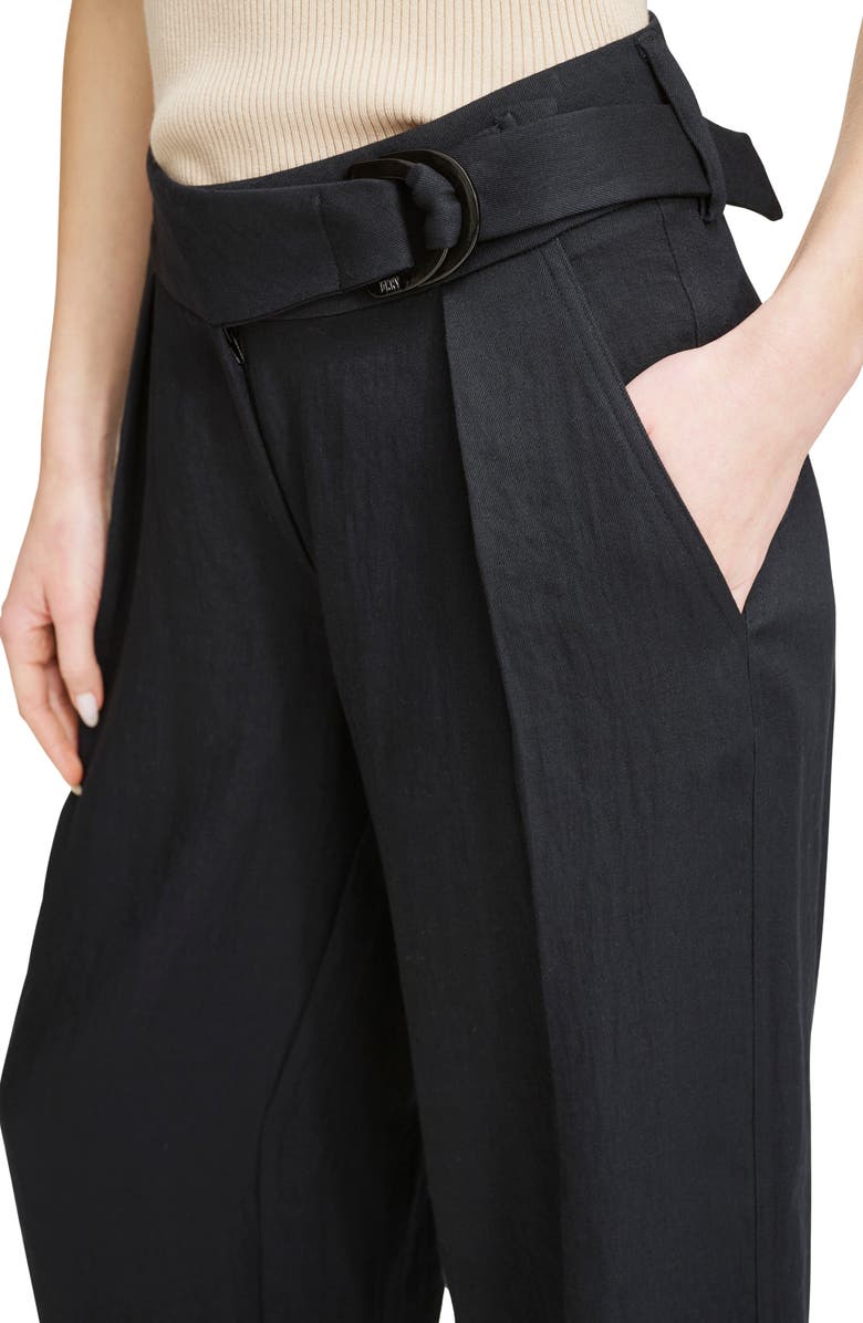 DKNY Belted Twill Wide Leg Pants, Alternate, color, 
