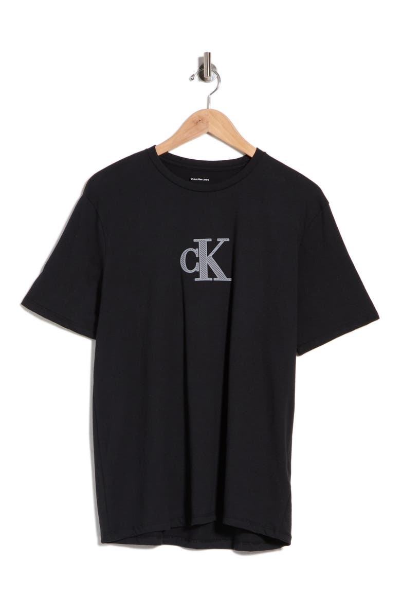 Textured Logo Cotton T-Shirt, Main, color, BLACK