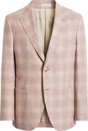 Peter Millar Hyperlight Soft Pink Plaid Wool & Silk Blend Sport Coat