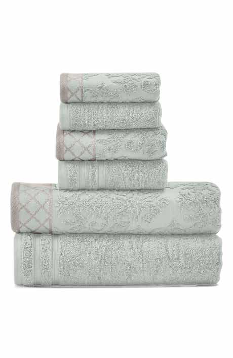 Embellished Border Damask Jacquard Towel 6-Piece Set - Grey