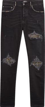 AMIRI MX1 Studded Patch Ripped Skinny Jeans