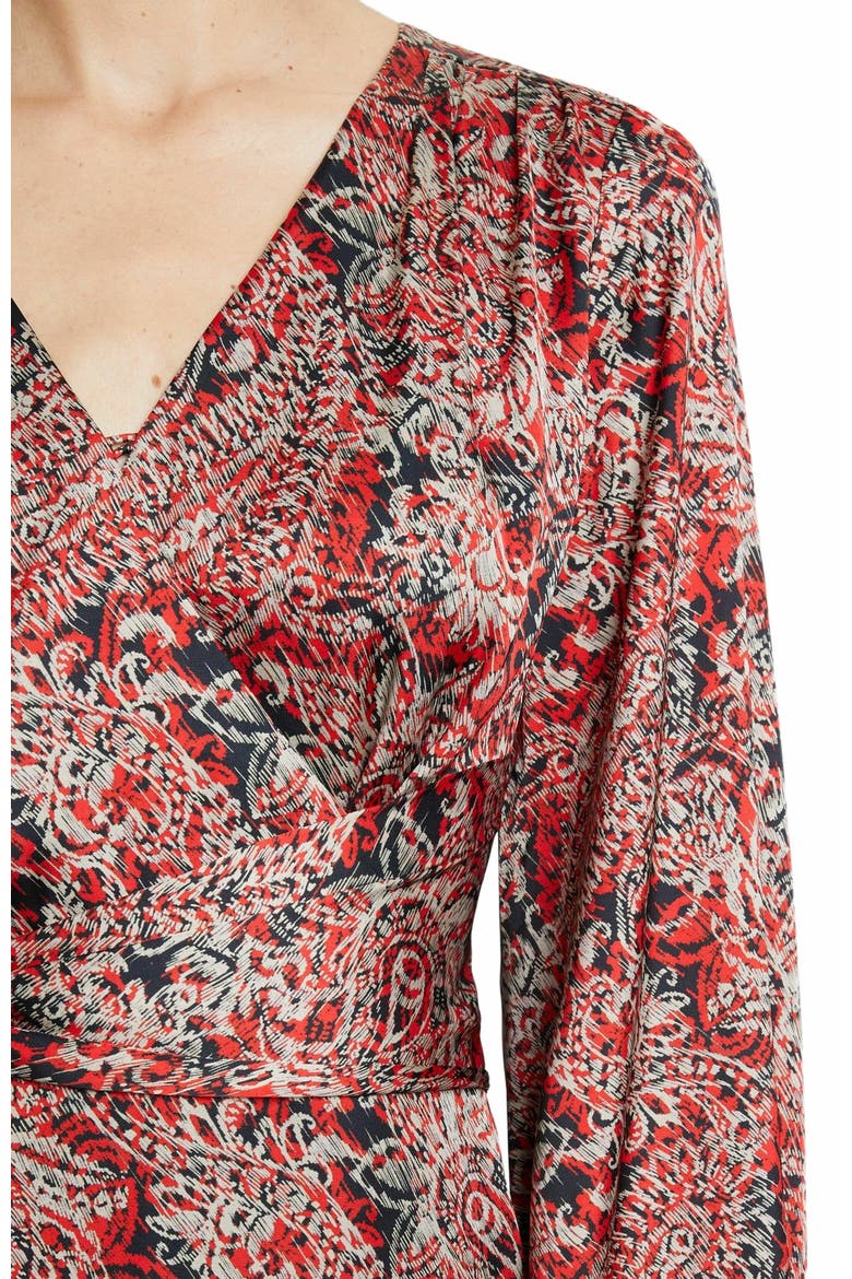 Vanna Faux Wrap Midi Print Dress, Alternate, color, CRIMSON RED