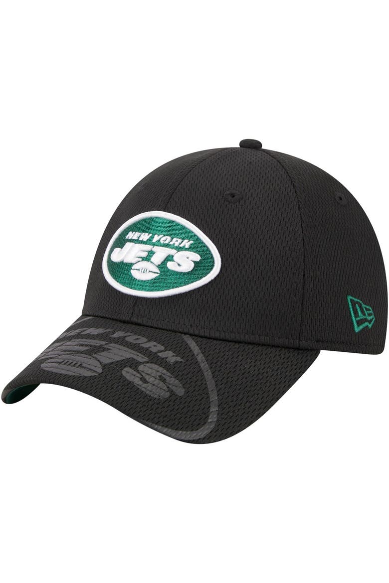 Men's New Era Black New York Jets Top Visor 9FORTY Adjustable Hat, Main, color, Black