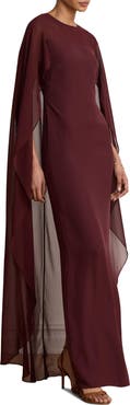 Lauren Ralph Lauren Cape Detail Triple Georgette Gown