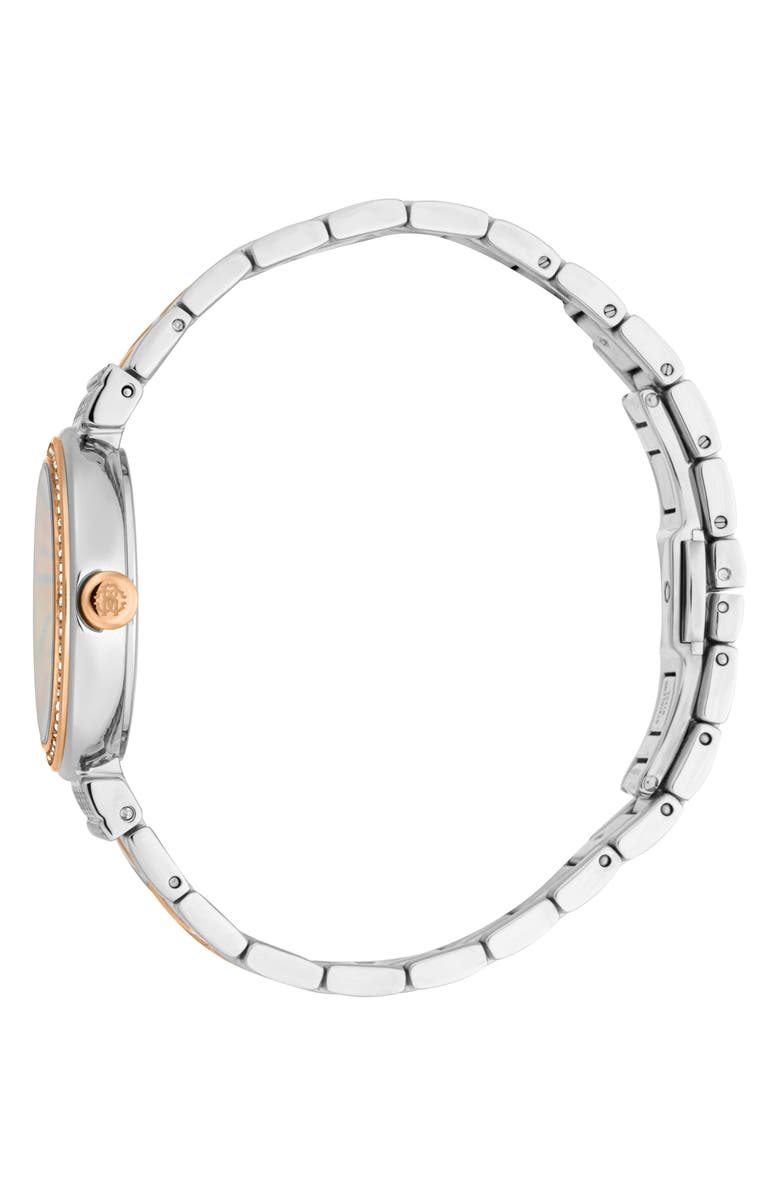 Roberto Cavalli Two-Tone Crystal Bracelet Watch, 30mm, Alternate, color, Two Tone Silver And Rose Gold