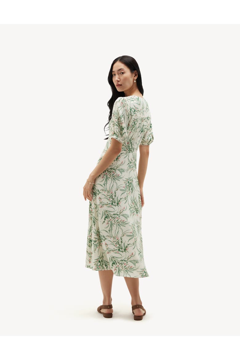 Florentina V-Neck Midi Dress, Alternate, color, Ivorymulti