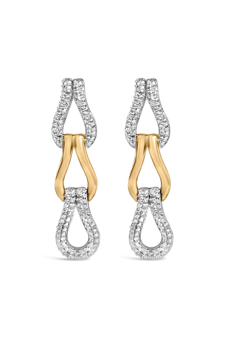 Gold Vermeil 1/10 Cttw Diamond Bold Knot Link Earring, Main, color, Silver